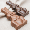 Lapin au chocolat fourré de praliné croustillant et de caramel.