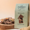 Mini tablette mendiant au chocolat au lait (39% de cacao minimum).