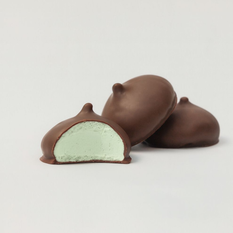 Guimauves pistache enrobées chocolat noir